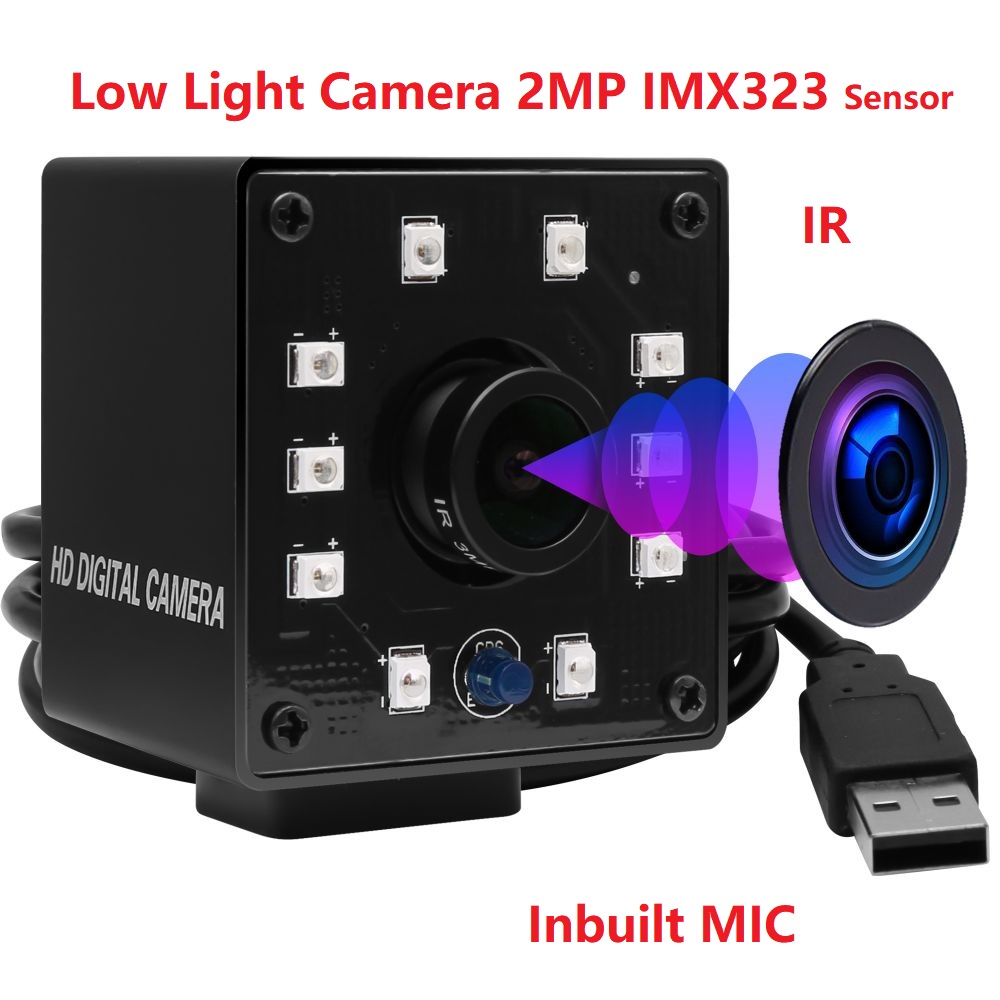 ELP 1920X1080P Full HD Webcam 2Megapixels Low Light Camera Audio CMOS Sony IMX323 Sensor H.264 1080P 30fps Night Vison USB Camera For Capturing License plate